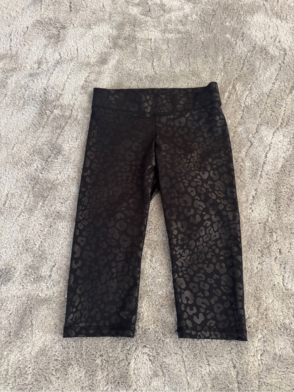 Justice Leopard Print Black Cropped Leggings